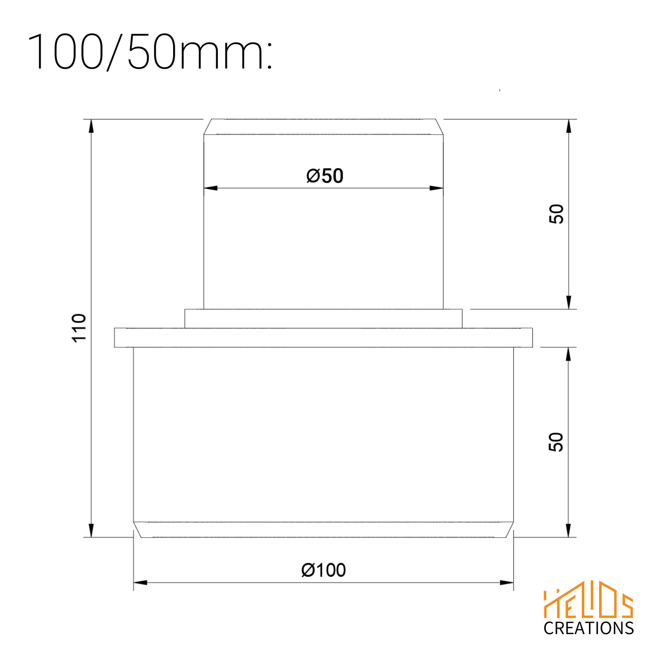 dust extraction hose-to-hose reducer 100mm to 50mm
