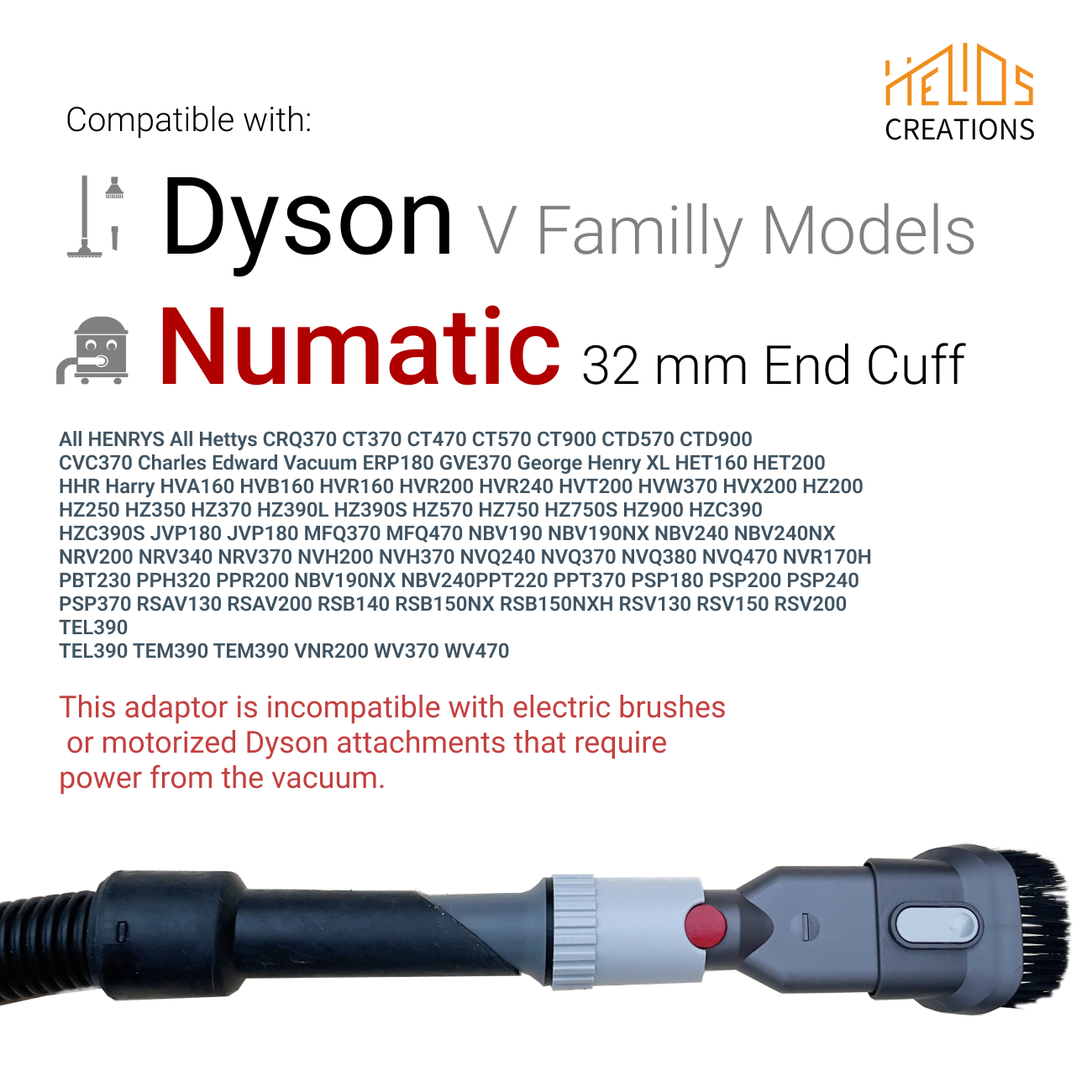 Connect Dyson V tools to your Henry Numatic vacuum cleaner with Adjustable Suction Control Ring