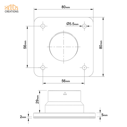 Flange adapter connector dimensions and mounting hole spacing