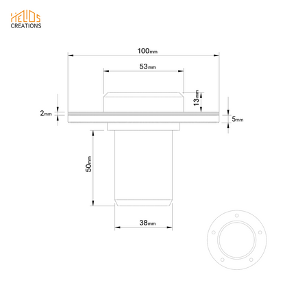 Technical drawing Connector 38mm