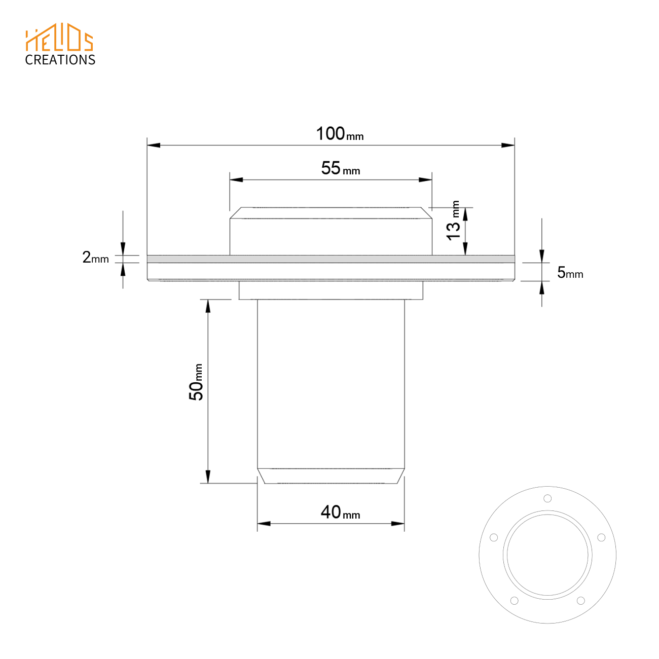 Technical drawing Connector 40mm