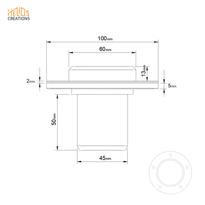 Technical drawing Connector 45mm