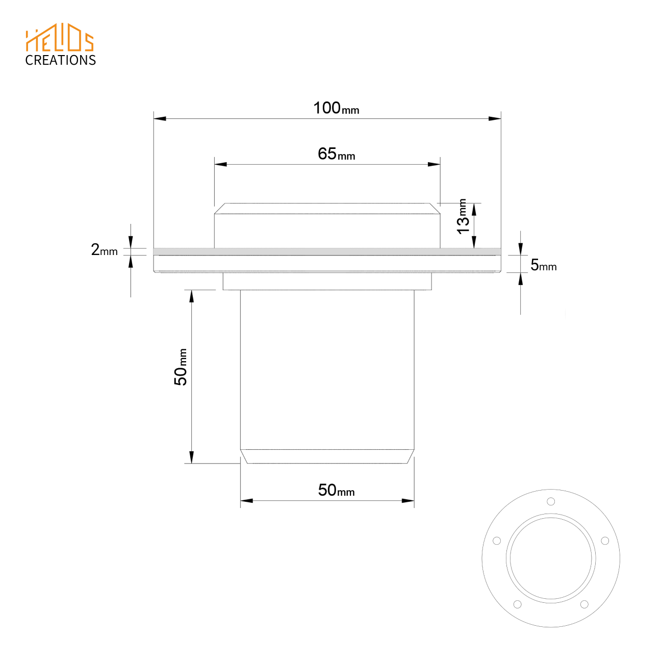 Technical drawing Connector 50mm