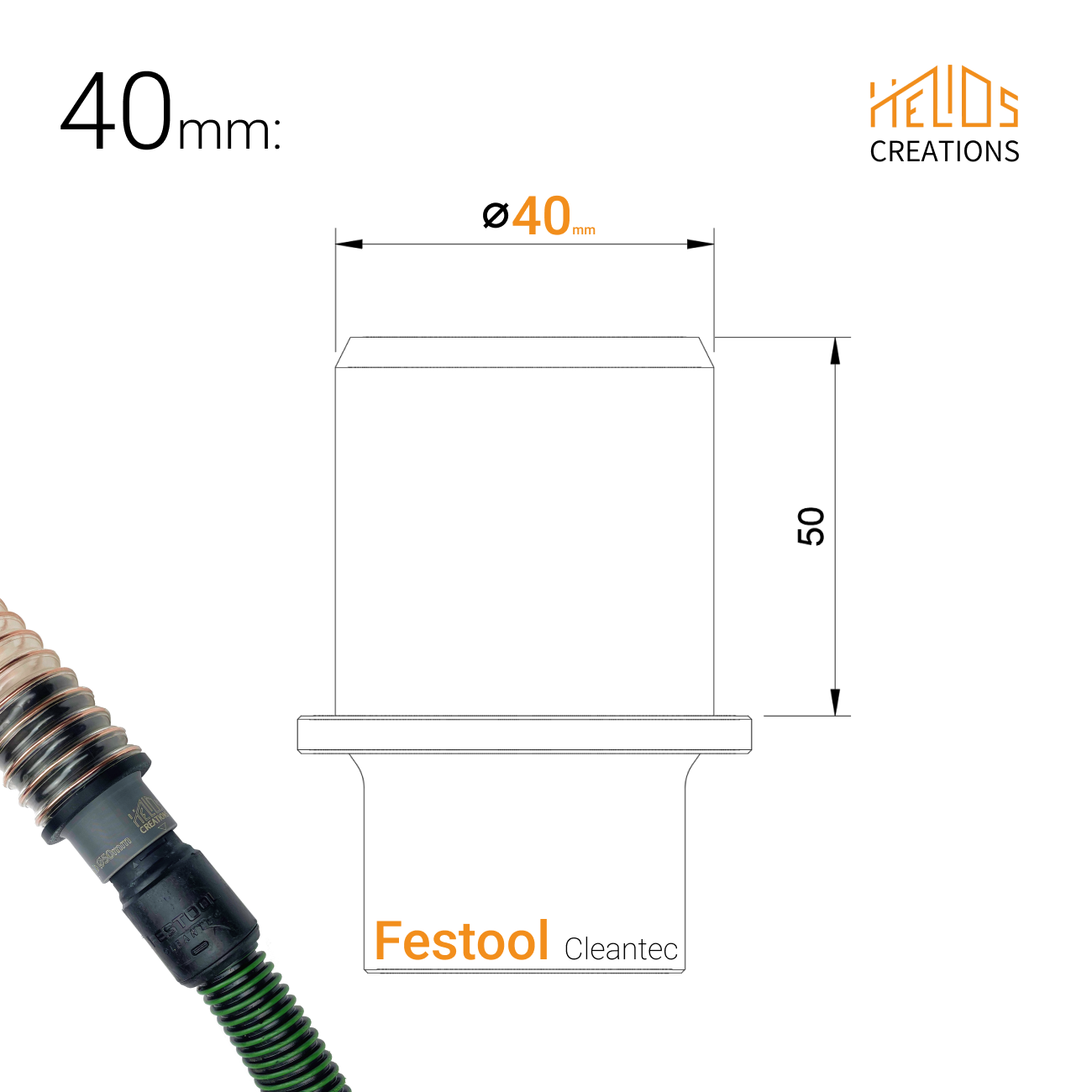 Dust extractor hose adaptor 40mm