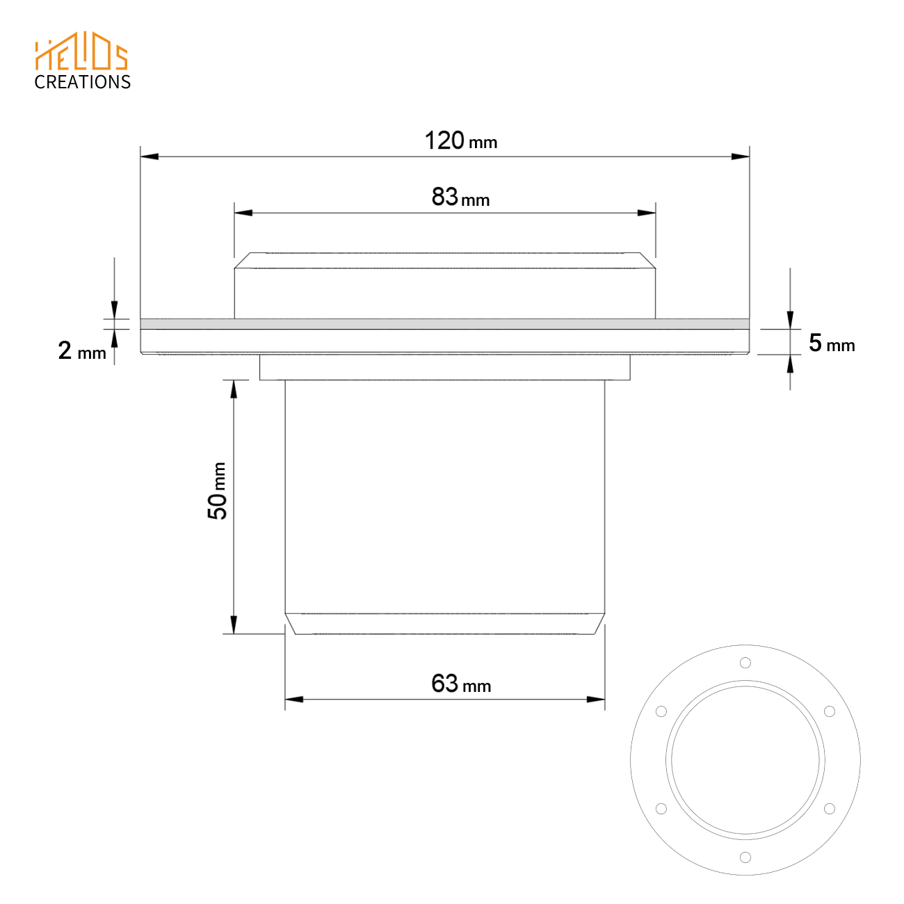 Technical Drawing Flange Connector 63mm
