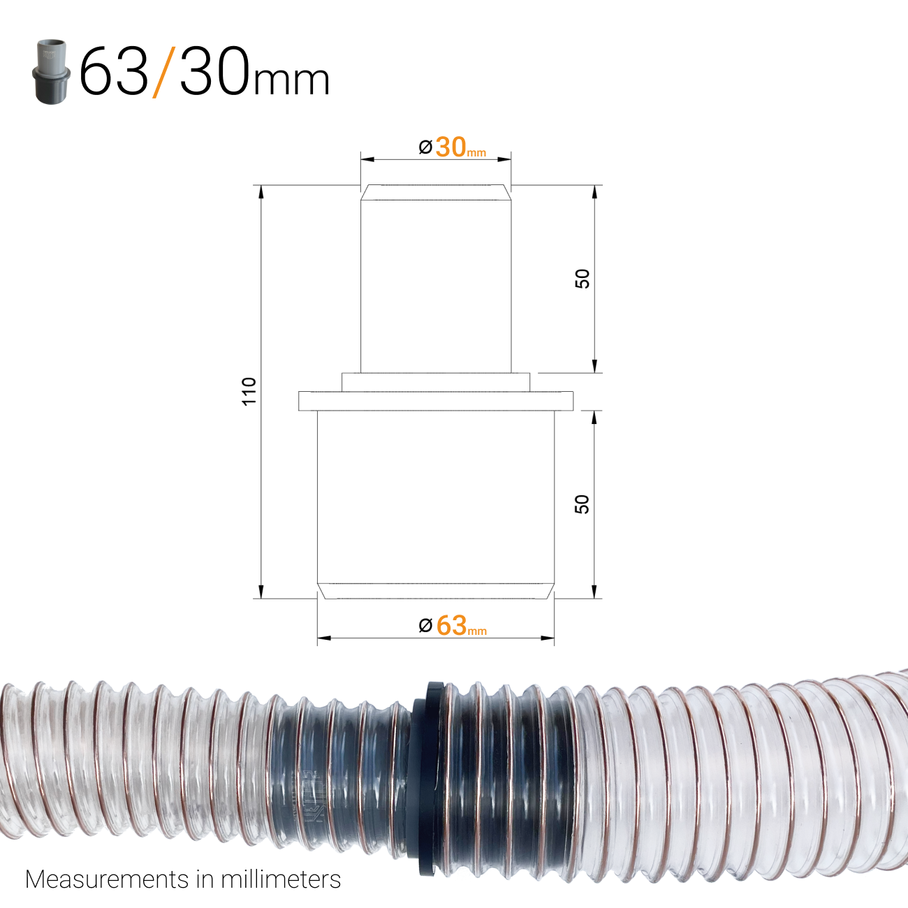 Hose Reducer 63/30mm