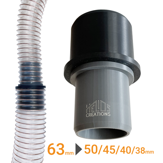 Dust extraction hose-to-hose reducer 63mm to 50/45/40/38mm