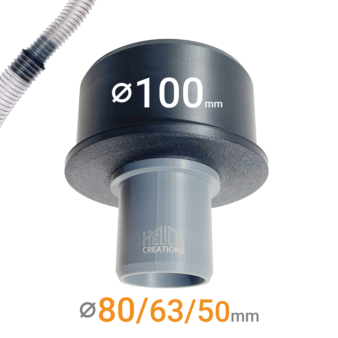 Dust extraction hose-to-hose reducer 100mm to various sizes