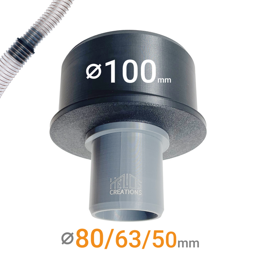 Dust extraction hose-to-hose reducer 100mm to various sizes