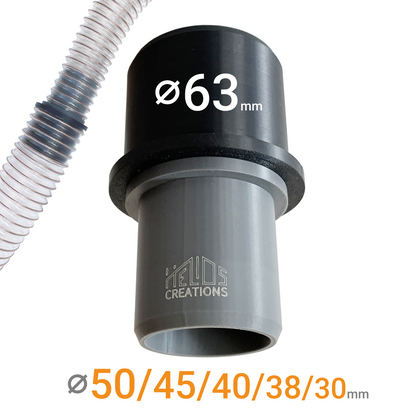 Dust extraction hose-to-hose reducer 63mm to 50/45/40/38/30mm